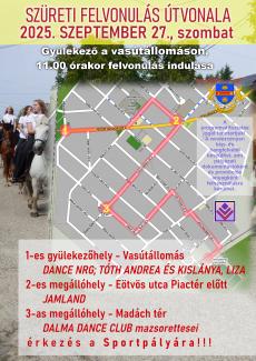 Szüreti felvonulás útvonala 2025.09.27-én