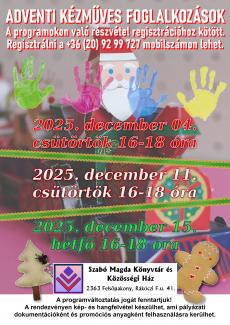 Adventi kézműves foglalkozások a könyvtárban